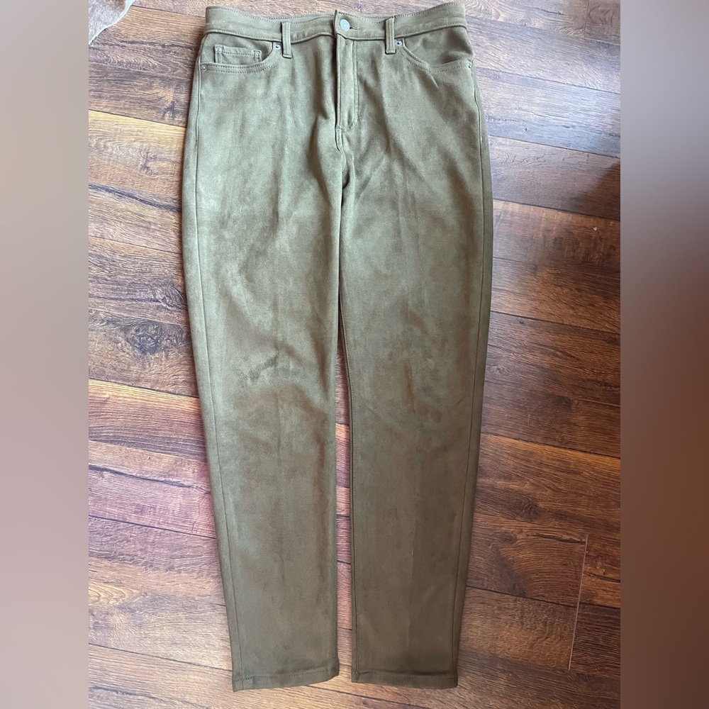 Banana Republic Faux Suede Olive Colored High Rise Skinny Pants, Women’s Size 10 - Picture 4 of 8